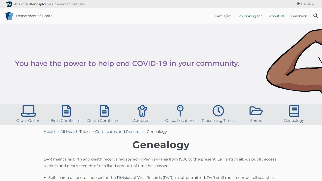 Genealogy - Department of Health